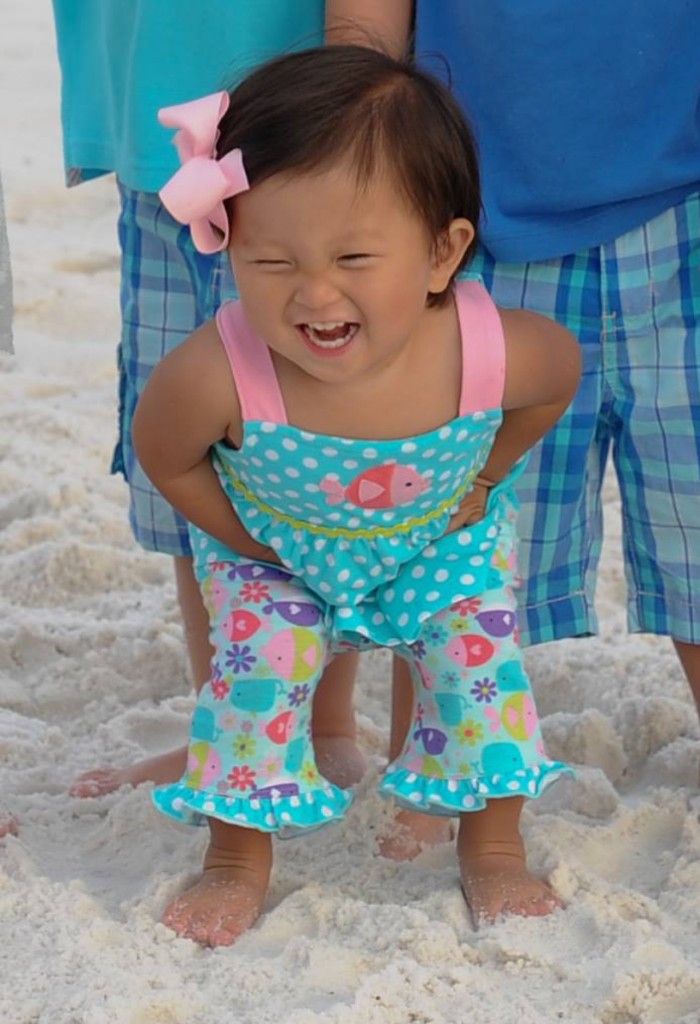 Eliza's first trip to the beach in 2014.